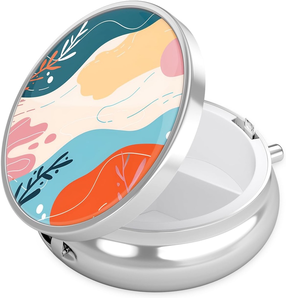 Nipichsha Pill Box, Lille Pill sag for purse & Pocket, Cute Travel Medicine Organizer, Portable Medicine Container Holder til at holde vitaminer, Medicin, Fish Oil & Supplement, A04- Art Style Mønster