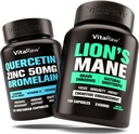 Lions Mane Mushroom kapsler + Zink Quercetin med bromelain supplement