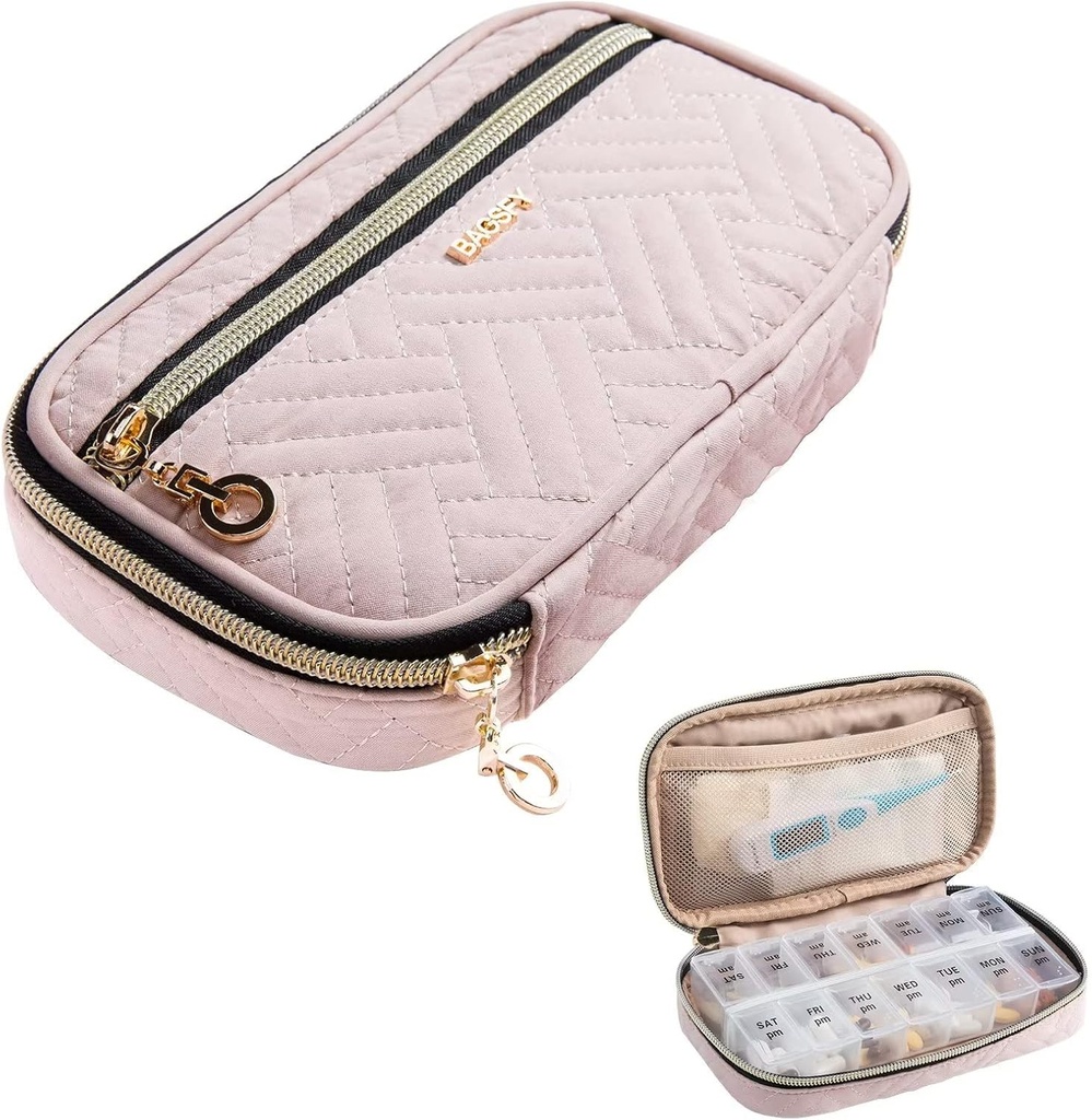 BAGSFY Pill Organizer sag 2 gange en Day- Ugentlig Medicin Travel Pill Box med flytbar 7 dages medicin sag Container for Fish Oil, Vitamin, tillæg