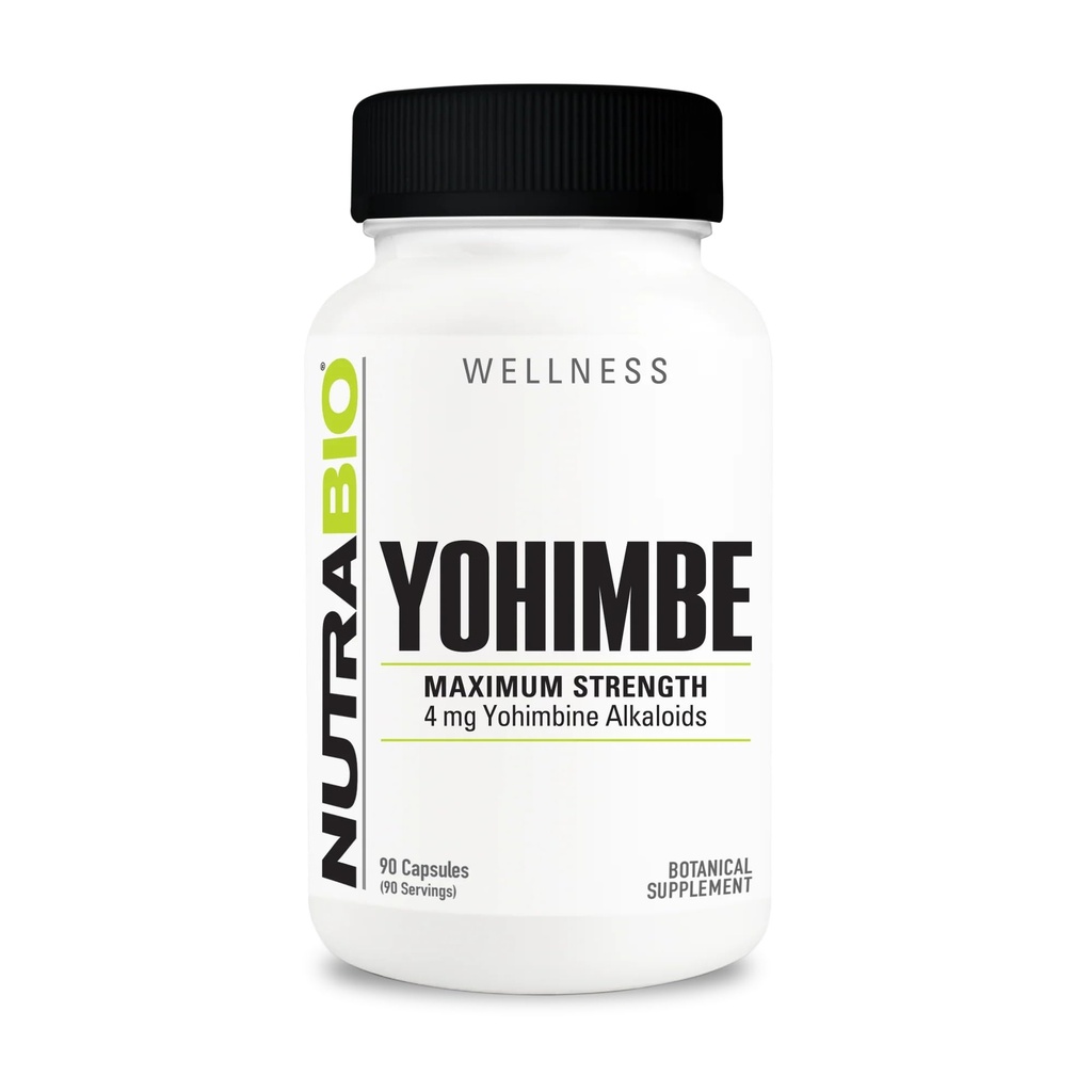NutraBio Yohimbe (4 mg) - Yohimbe Supplement for mænd og kvinder - Yohimbe Bark Ekstra- 4mg- 90 Vegetabilske kapsler