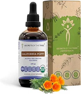 California Poppy USDA Organic Tincture Note 124; Alkohol- GRATIS Extract, High- Potency Herbal Drops Note 124; Fremstillet af 100% Certified Organic California Poppy (Eschscholzia Californica) Tørret urt og blomst 4 oz
