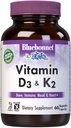 Bluebonnet Nutrition Vitamin D3 & K2, Soy- Free, for Strong-Sunde Bones *, Gluten- Free, Non- GMO, Dairy- Free, Kosher Certified, Vegetar, 60 Vegetabilske kapsler, 60 Servere
