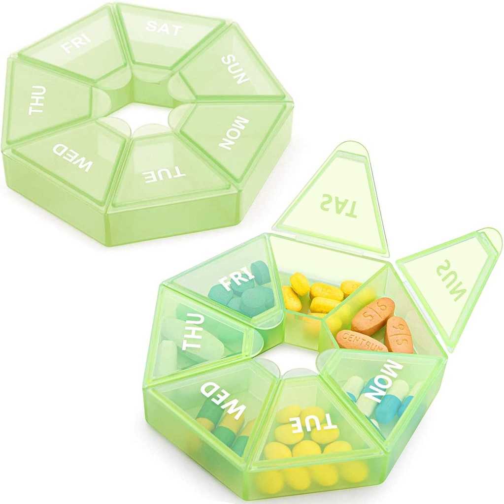 2PCS Weekly Pill Organizer Stor 7 dag Pill Box Organizer Daglig medicin sag for Vitamin Fish Oil Pills Kosttilskud Gigt Friendly