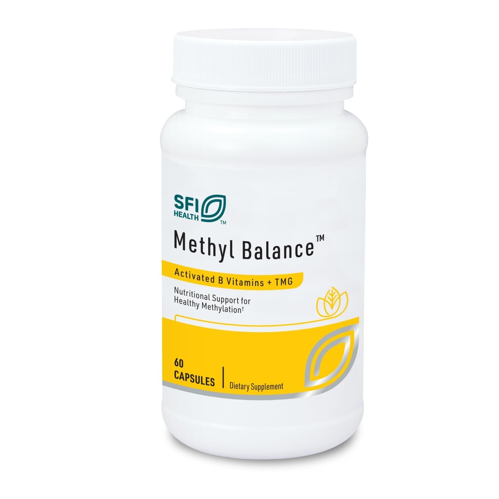 Klaire Labs SFI Health Methyl Balance - Aktiveret vitamin B + trimethyglycin supplement - Metafolin methylfolat, Betaine TMG, vitamin B2, B6 & 12 - Support Sunde energiniveauer (60 kapsler)