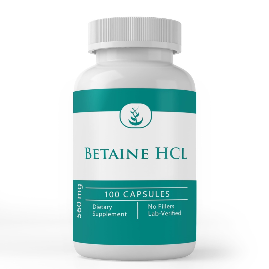 PURE ORIGINAL INGREDIENTS Betaine HCL, (100 Capsules) Always Pure, No Additives Or Fillers, Lab Verified