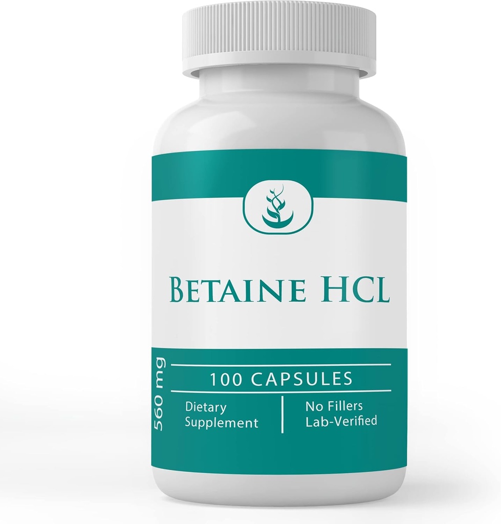 PURE ORIGINAL INGREDIENTS Betaine HCL, (100 Capsules) Always Pure, No Additives Or Fillers, Lab Verified