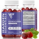 KSM- 66 Ashwagandha Gummies w / Lemon Balm & Vitamin D (Max Strength 750mg per Gummy) - Herbal Vegan & Gluten Free - Calm Mood Afslapning - Support Stress - Gummies for Voksne Børn Mænd (60 Greve)