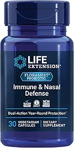 Life Extension FLORASSIST ® ImmunoNasal Defense, L. rhamnosus CRL1505, Immunrespons, Sund Nasal Luftstrøm, Sæsonstøtte, Glutenfri, Non- GMO, 1 Daily, Vegetar, 30 Kapsler