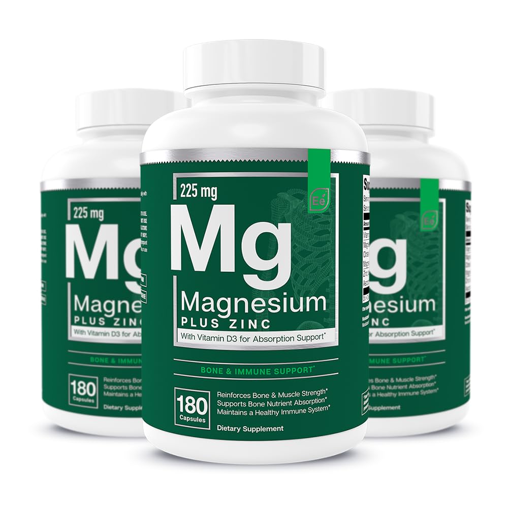 Væsentlige elementer Magnesium Plus Zink med D3- vitamin 124; Scientific Formulated Heart, Bone & Muscle Support