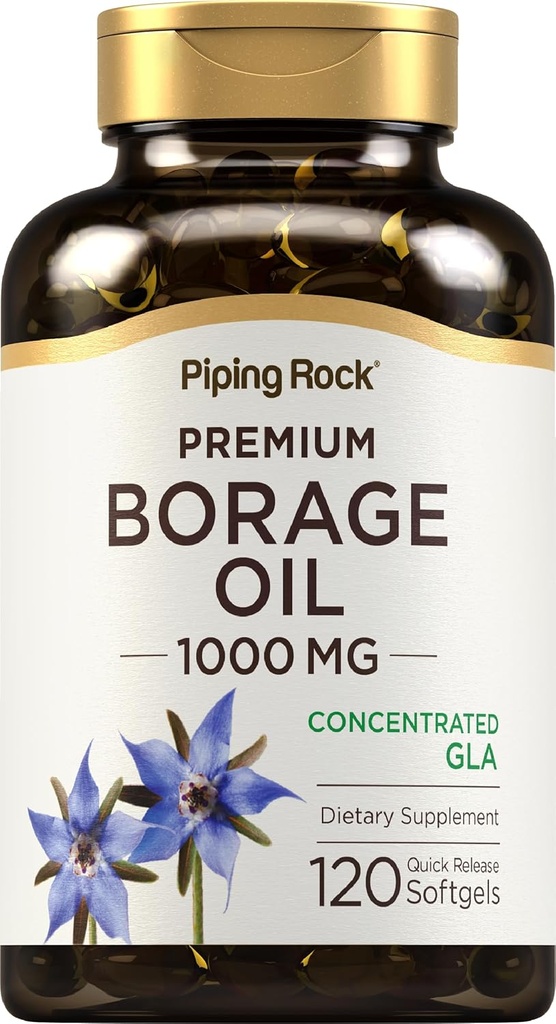 Piping Rock Borage Oil Supplements 124; 1000 mg Softgel Kapseler