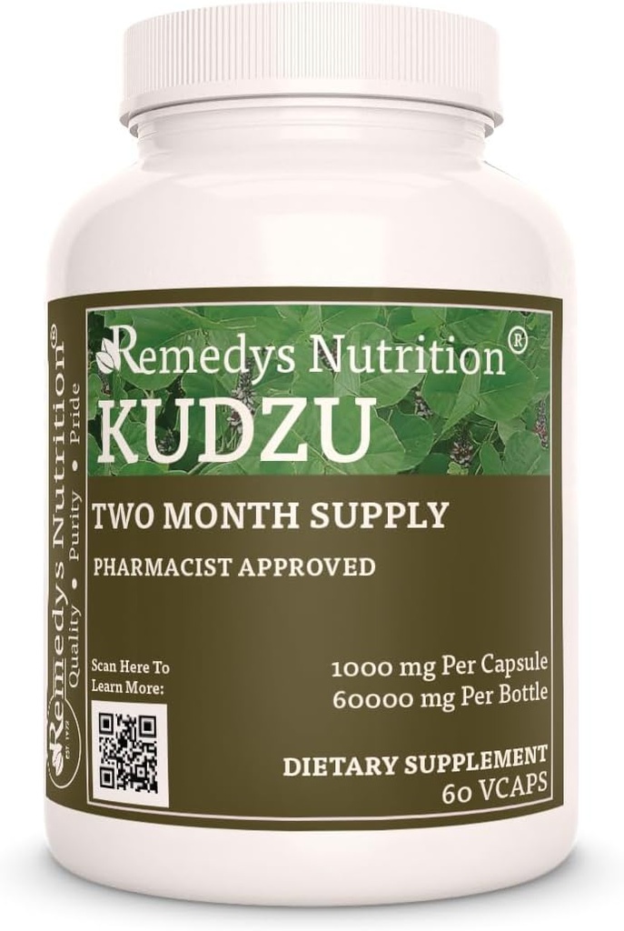 Remedy 's ernæring Kudzu Root Beeg 124; 1.000mg, 60 Vegan Kapsler Herbal Kosttilskud
