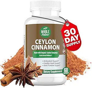 Kanel kapsler 1200mg. Økologisk Ceylon kanel supplement, kanel piller støtte hjerte, hjerne, ben, fælles, metabolisme. Ægte kanel pulver, ikke-GMO, gluten fri, Vegan 60 ct (1)