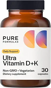 D3 K2 vitamin 5000 IE - VIT D3 K2 supplement til Calcium Absorption, Knoglestyrke, cardiovaskulær & immunfunktion Support, Soy- Free, Non- GMO 30 Vegetariske kapsler