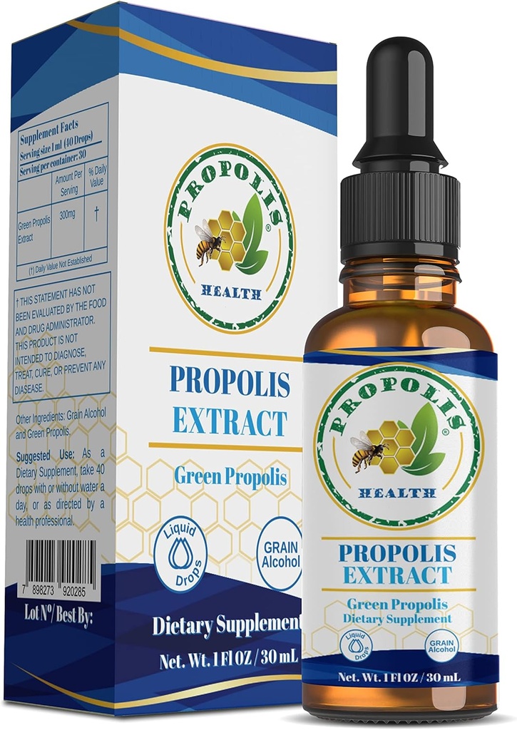 Propolis Health - Bee Propolis Extract - Brasiliansk Bee Propolis - 30 dages forsyning - Propolis flydende supplement - Propolis Drops