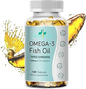Triple Strength Wild Alaska Omega-3 2500mg + EPA 1,300mg + DHA 1,200mg, Supplement for hjerte og fælles sundhed, 120 Softgels 60 Day Supply