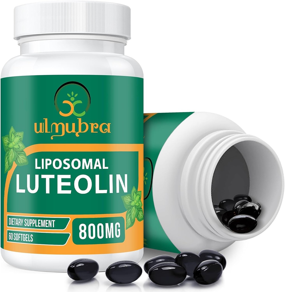 800 MG Liposomal Luteolin Supplement - Maximum Absorption, Premium Antioxidant Supplement for hjerne & Overall Well- Being, 60 Softgels - 30- Day Supply