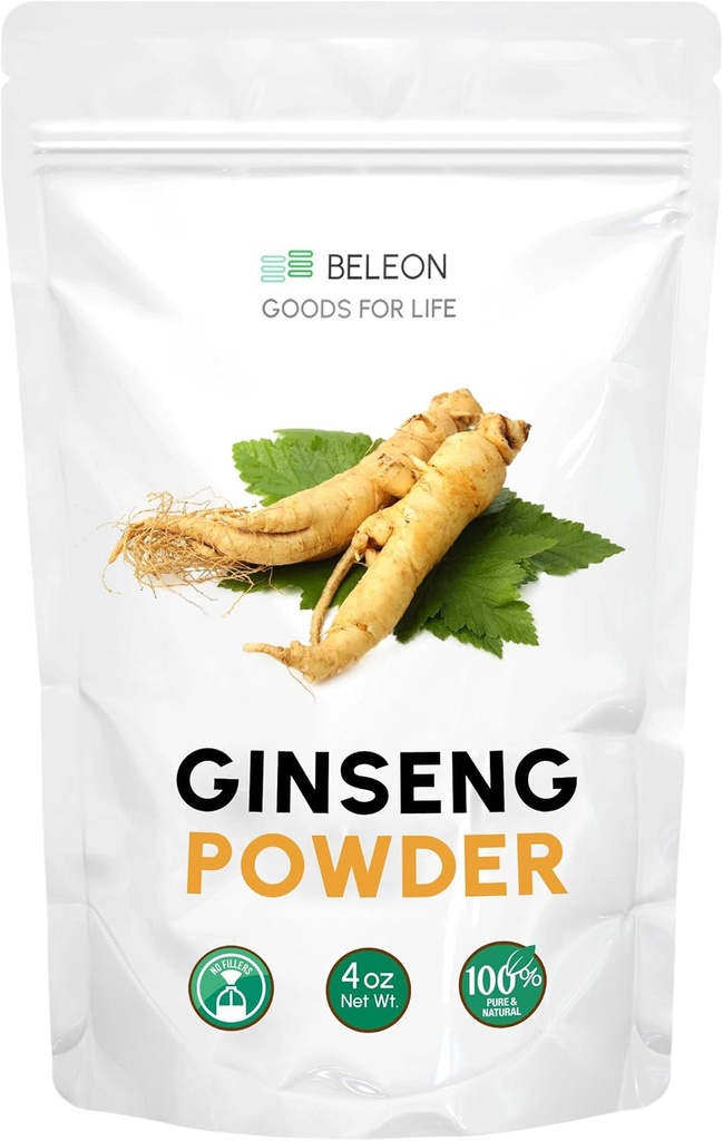 Ginseng Root Powder 4oz - Herbal supplement Panax Ginseng, Aktive Ginsenosider, rig på antioxidanter