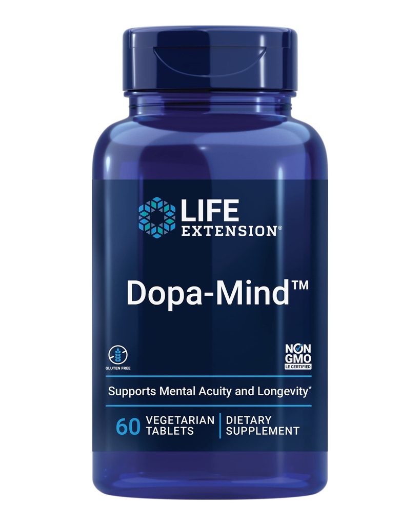 Life Extension Dopa- Mind ™, Dopamin Support, Understøtter kognitiv ydeevne, sund Dopamin Produktion, Gluten- fri, Non- GMO, Vegetar, 60 tabletter