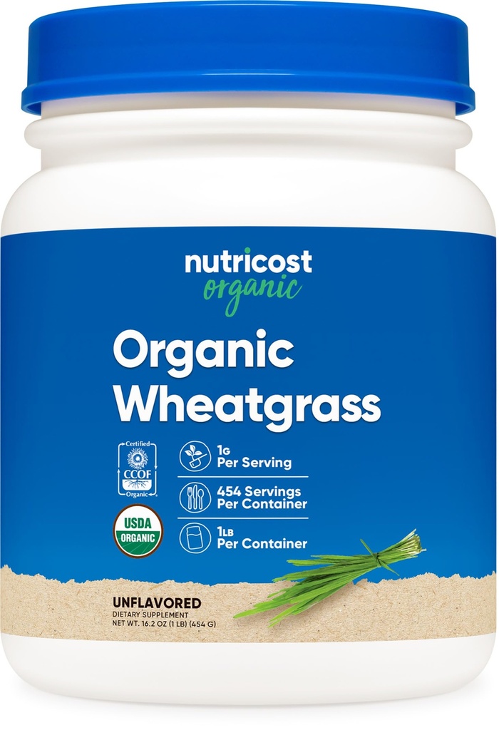 Nutricost Organic Wheatgrass Powder 1 LB - non-GMO superfood