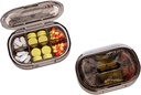 Lille Pill Box, Fugt Bevis Pill Case, Rejse Pill Organizer til Pocket Purse, Daglig Portable Medicin Vitamin, Fiskeolie, Supplement (Black-3)