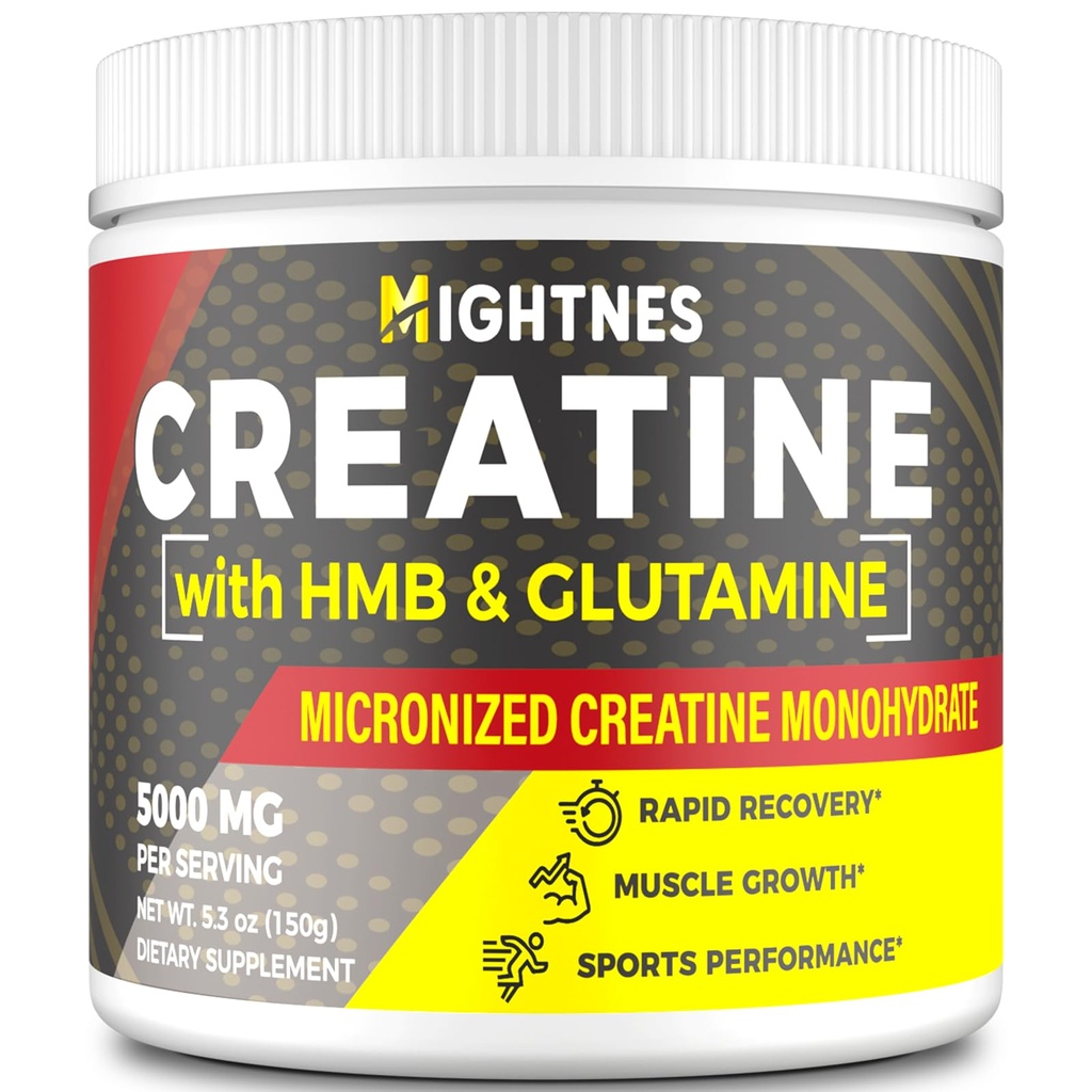 Kreatin HMB, Kreatin pulver til mænd og kvinder, Mikroniseret Creatin monohydrat til muskel vækst og inddrivelse og øget styrke, ydeevne, Creatin HMB med glutamin, Gluten Free, 30 Servere
