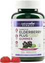 NatureWise Sambucus Elderberry Gummies - Immunsupport for børn i alderen 4 + & Voksne med C-vitamin, D3, Zink - Elderberries Ækvivalent med 3520mg - Vegan, non-GMO - 60 Greve [30- Day Supply]