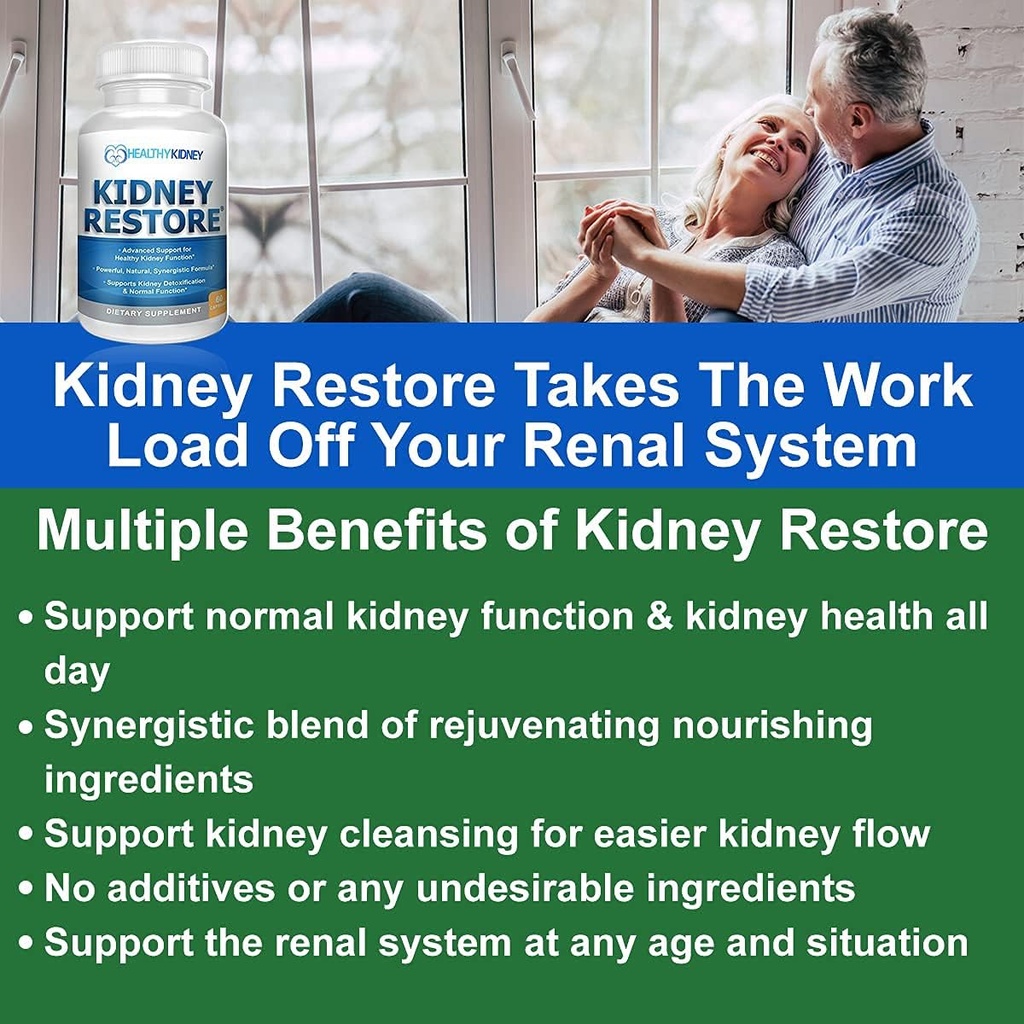 Nyrerensning Detox & Reparation - Formuleret af Nyresundhed Expert Living w / Transplantation - US Made Nyrer Support, Detox & Flush - Nyrevitaminer 120 Kapsler