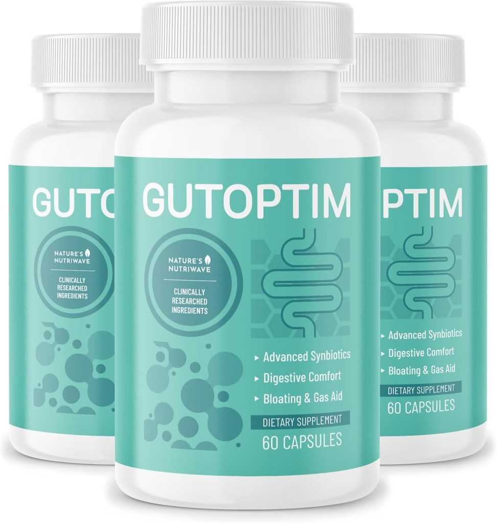 GutOptim Probiotic & Prebiotic Capsules Note 124; Pre and Probiotics for Synbiotic Gut Health & Bloating Relief for Women & Mænds