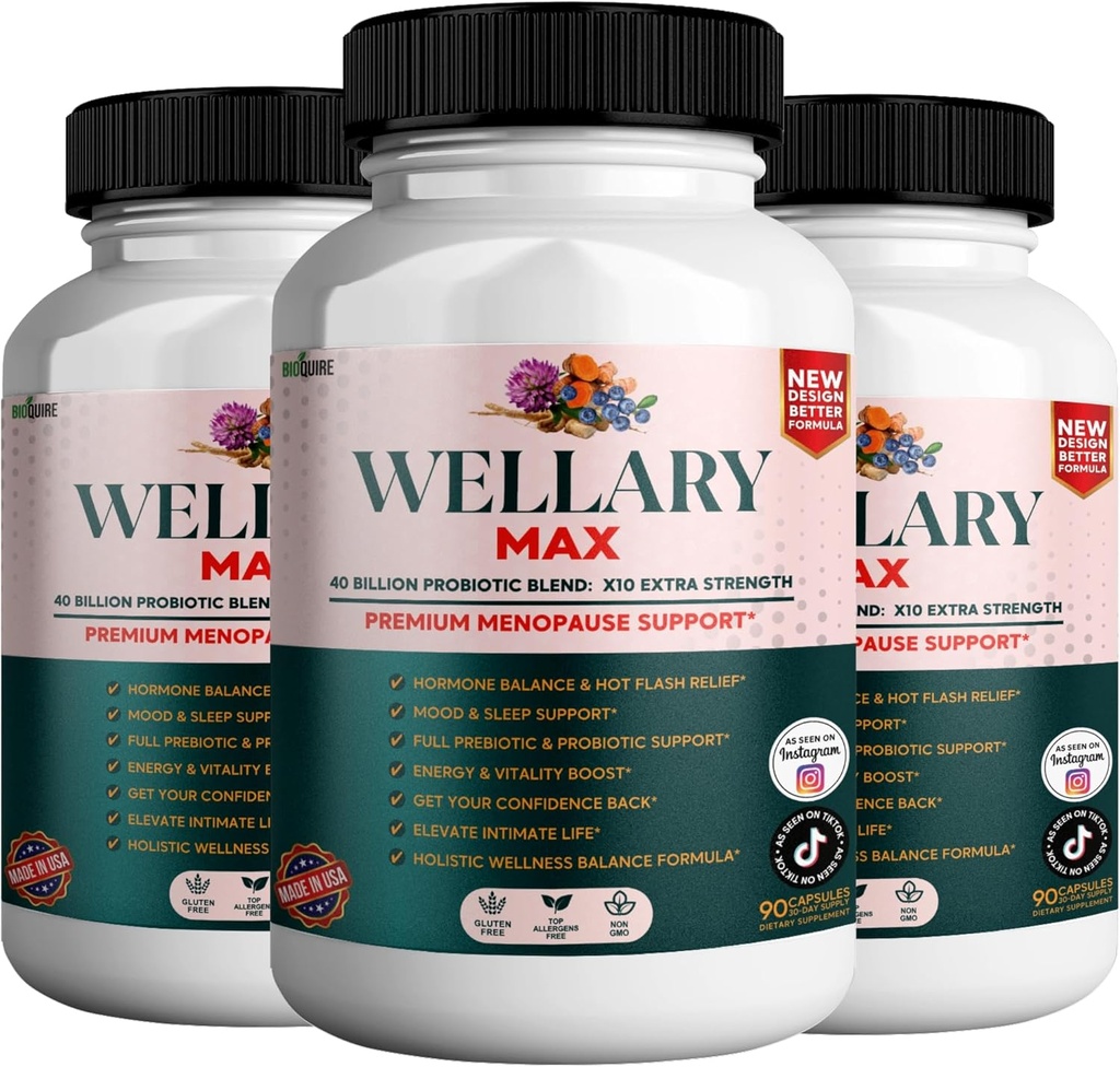Wellary Max Menopause Support, 40 milliarder CFU Probiotisk Blend, 90 kapsler (3)