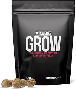 Xwerks Grow 100% New Zealand Græs Fed Whey Protein, 23g Pure Isolate Protein Powder Per Servering, All Natural Paleo og Keto Friendly, Soy Free Gluten Gratis nem at Digest, Peanut Butter, 30 Servere