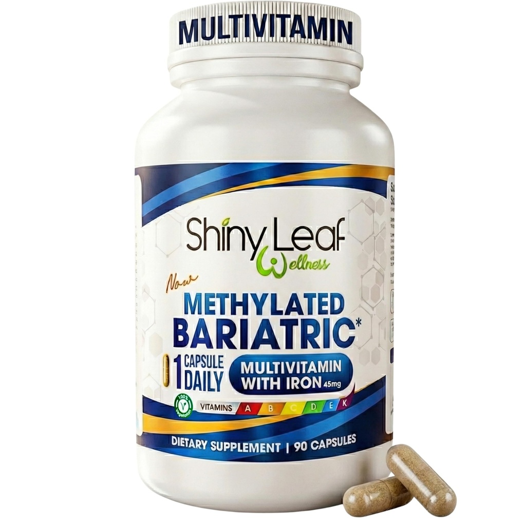 Shiny Leaf Bariatric Multivitamin med jern - 45 mg for Gastric bypass, Sleeve Gastrectomy, Roux- en- Y, Duodenal Switch - 22 Vitamin & Min, ASMBS Compliant, Vegetar, Made in USA, GMP, 90 Ct.