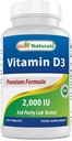 Bedste Naturals Vitamin D3 2000 IE (50 mcg) - 100 tabletter - 100 dages forsyning - Hjælper support immunforsvar, stærke knogler og tænder, & Muskelfunktion (100 greve (pakke med 1))