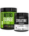Jacked Factory NITROSURGE Pre- Workout Supplement - Intensive Pumper (30 Servere, Vandmelon) & Creatin monohydrat pulver til muskelvækst (30 Servere, Unflavored)