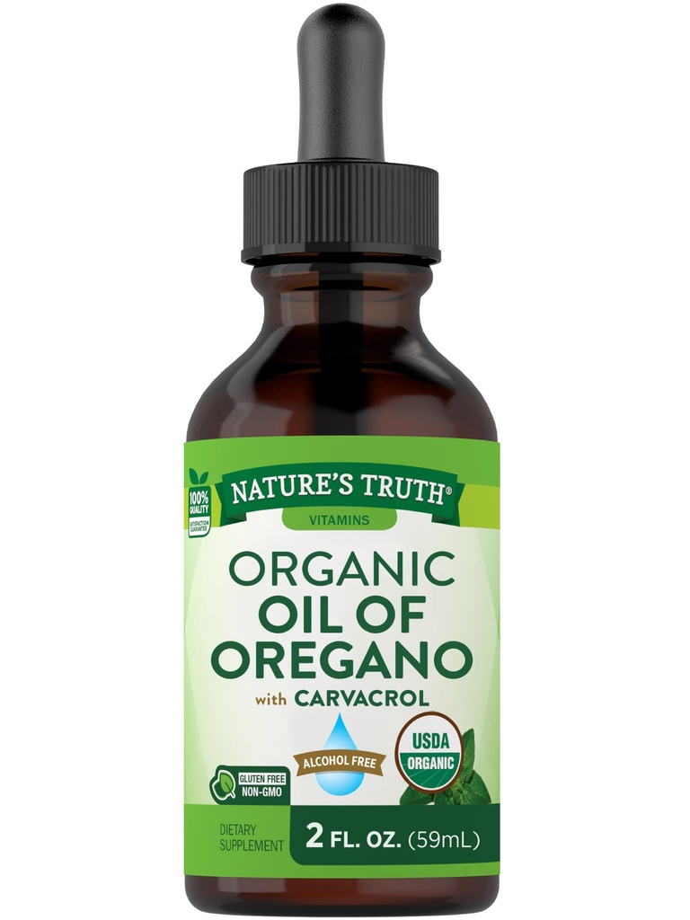 Nature 's Truth Organic Oil of Oregano Liquid Drops against 124; 2 fl oz against 124; Mediterranean and Wild Oregano Supplements 124; Non- GMO & Gluten Free