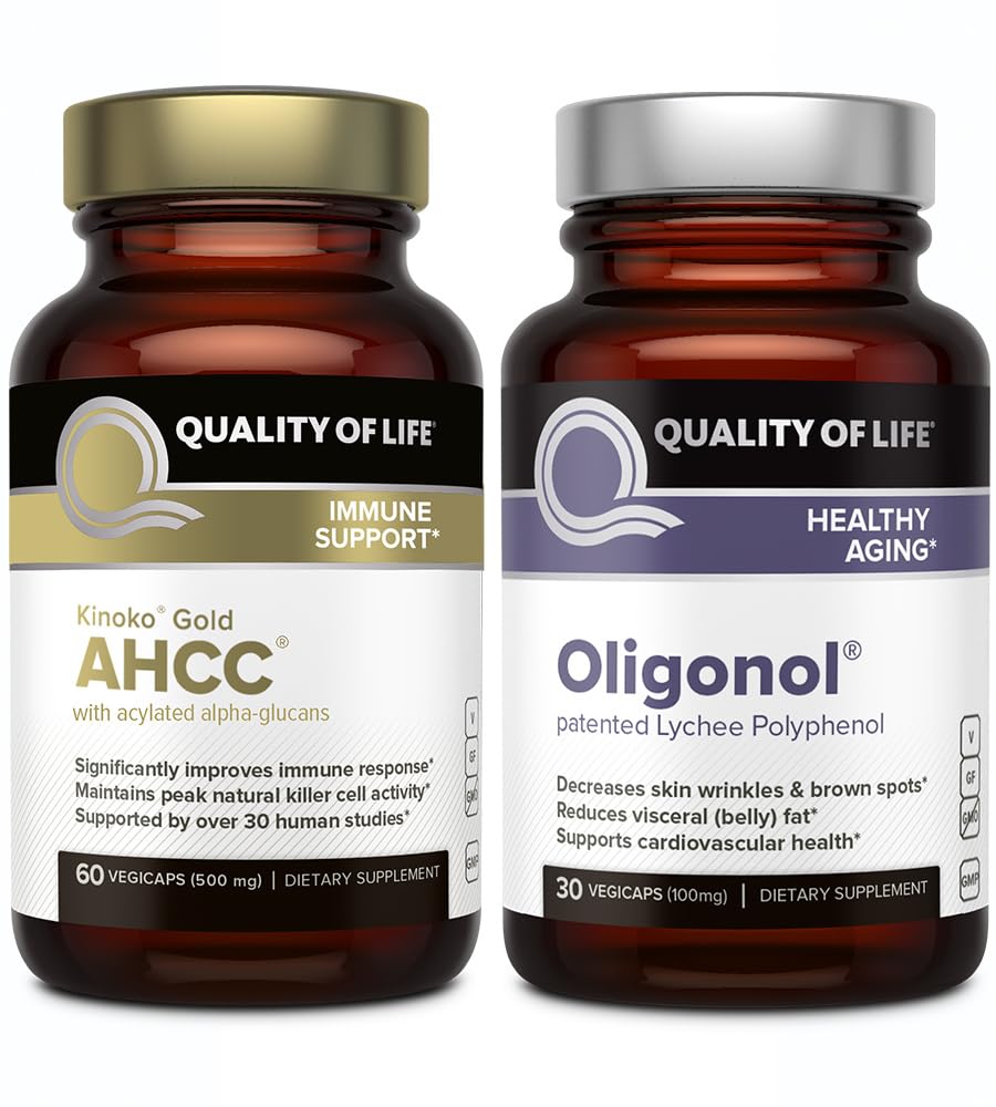 Livskvalitet Funktioner Kinoko guld AHCC og Oligonol Lychee Extract - immunstøtte sund aldring bundle