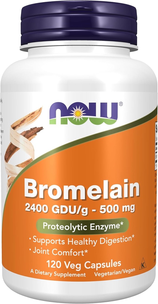NOW Bromelain 500 mg, 120 Veg kapsler