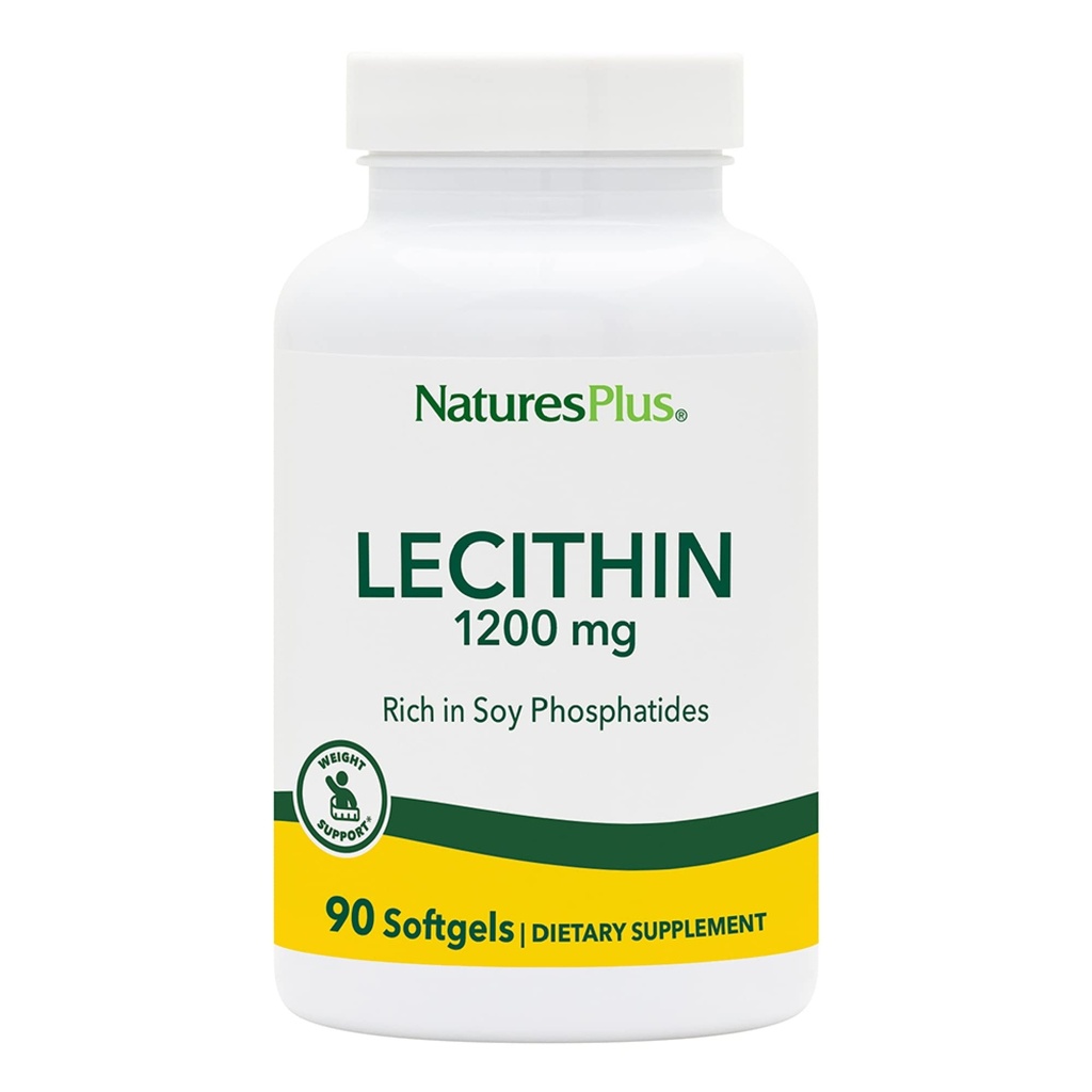 NaturePlus Lecithin - 1200 mg, 90 Softgels - Rich in Soy Phosphatides - Gluten Free - 90 Servere
