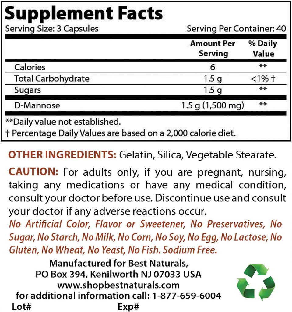 Bedste Naturals D- Mannose 1500 mg & Ashwagandha Extract 500 Mg