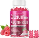 Calcium Magnesium Zink Gummies & vitamin D3, B6, B12, Immun & Support Bone Sundhed Calcium Magnesium supplement til kvinder, Sugar- Free Vegan Raspberry Flavor 90 Tæller