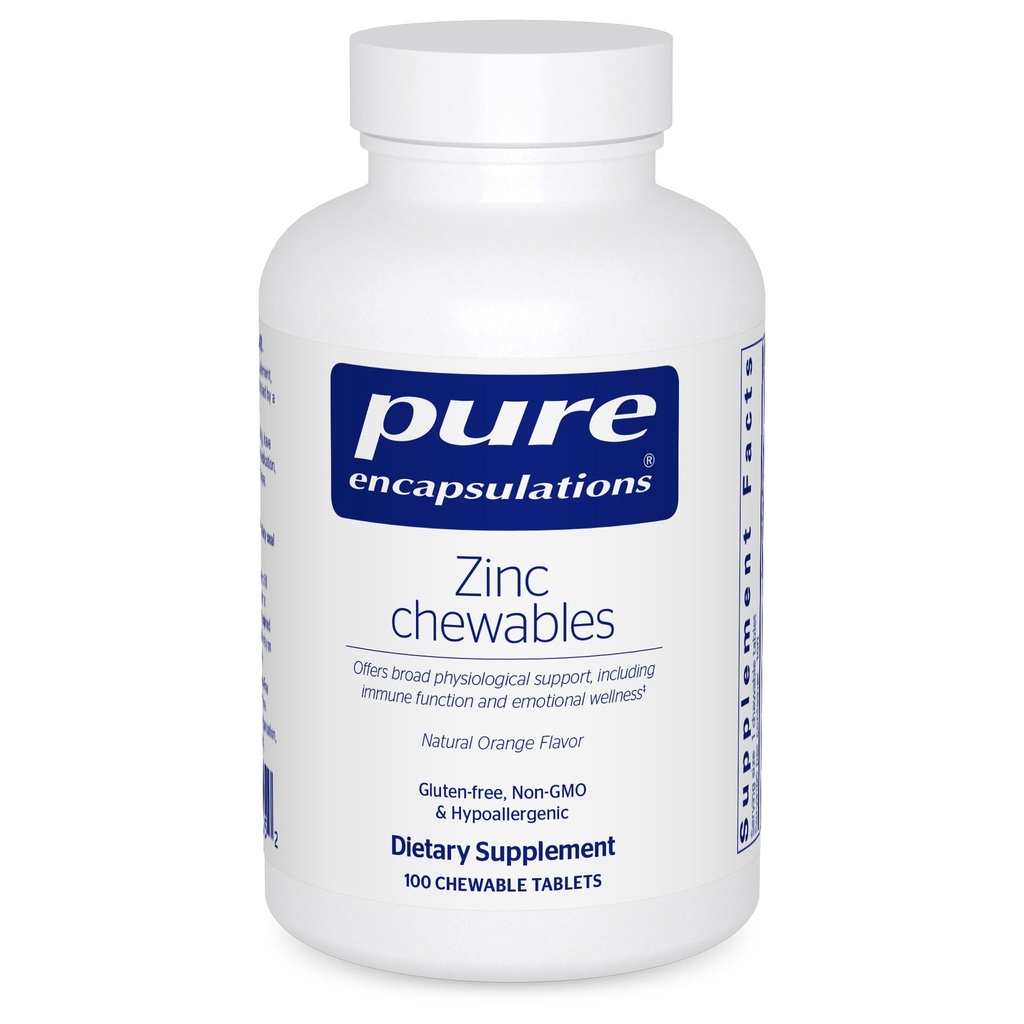 Pure indkapslinger Zink tyggetabler ekskl. 124; supplement til immunsystemet support, vækst og udvikling, og Sår Healing = 124; 100 tyggetabletter = 124; Natural Orange Flavor