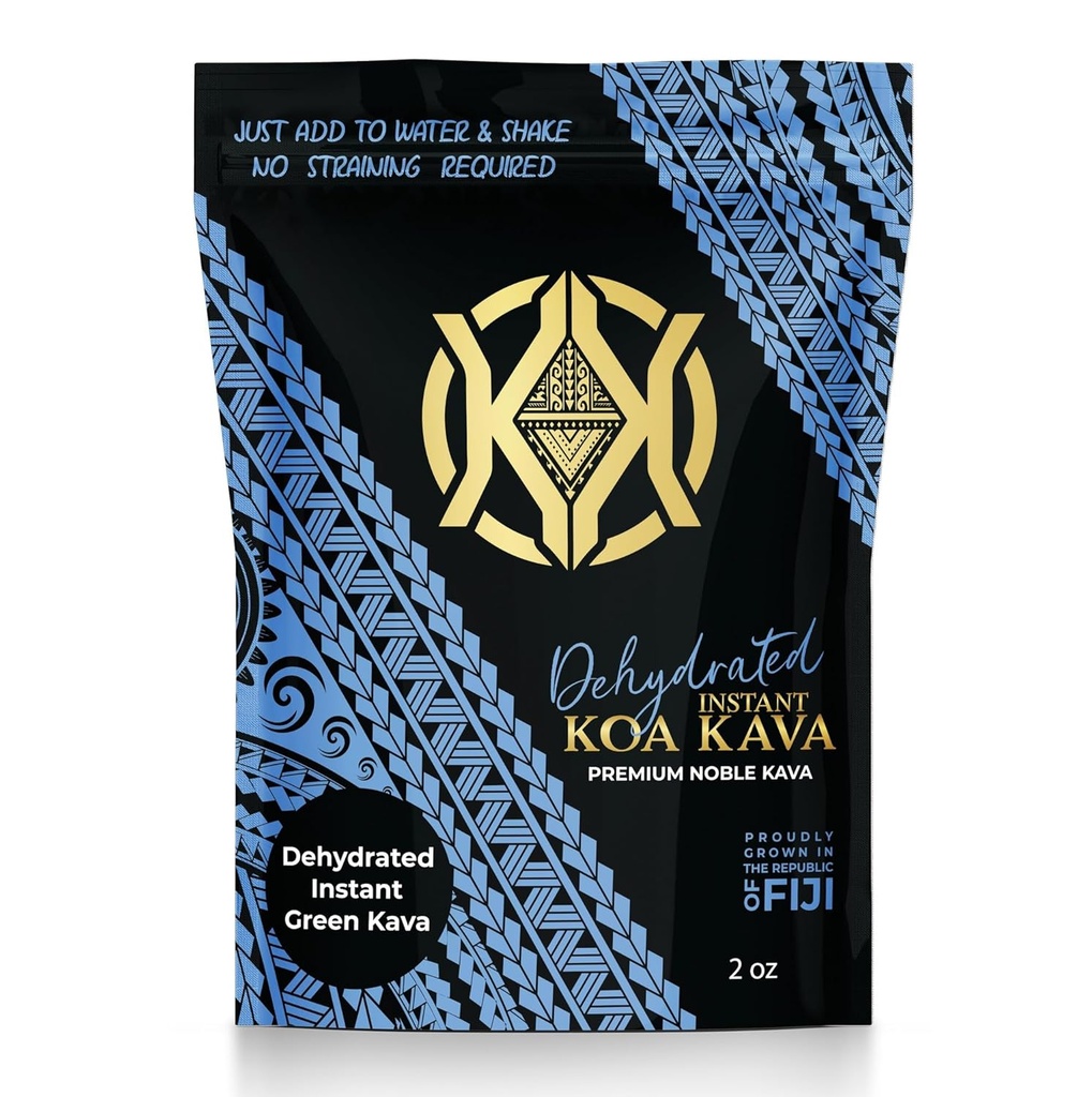 Koa Kava Dehydreret Instant Kava - 100% Dehydreret Instant Green Fijian Kava Root Powder, 2 oz (56g)
