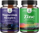 Bundle of High Absorption Magnesium Sleep Supplement - Melatonin- Free Calm Magnesium til søvn og zink 50mg immunforsvar - Zink Complex supplement til immunsystemet