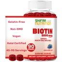 SHIFAA NUTRITION Vegan Biotin Gummies for Adult & Kids against 124; 90 Gummies against 124; 5000 mcg 45 Servings against 124; Non- GRO- Gluten, Glutine, Peanuts, Egg & Dairy Free