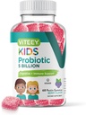 Viteey Probiotiske Gummies for Kids - 5 Millioner CFU 'er - Probiotika Kids Forstoppelse Relief, Naturlig Immunitet & fordøjelse Sundhedsstøtte - Vegetarisk, Gelatine fri, GMO fri - Tasty Berry Flavored Gummy