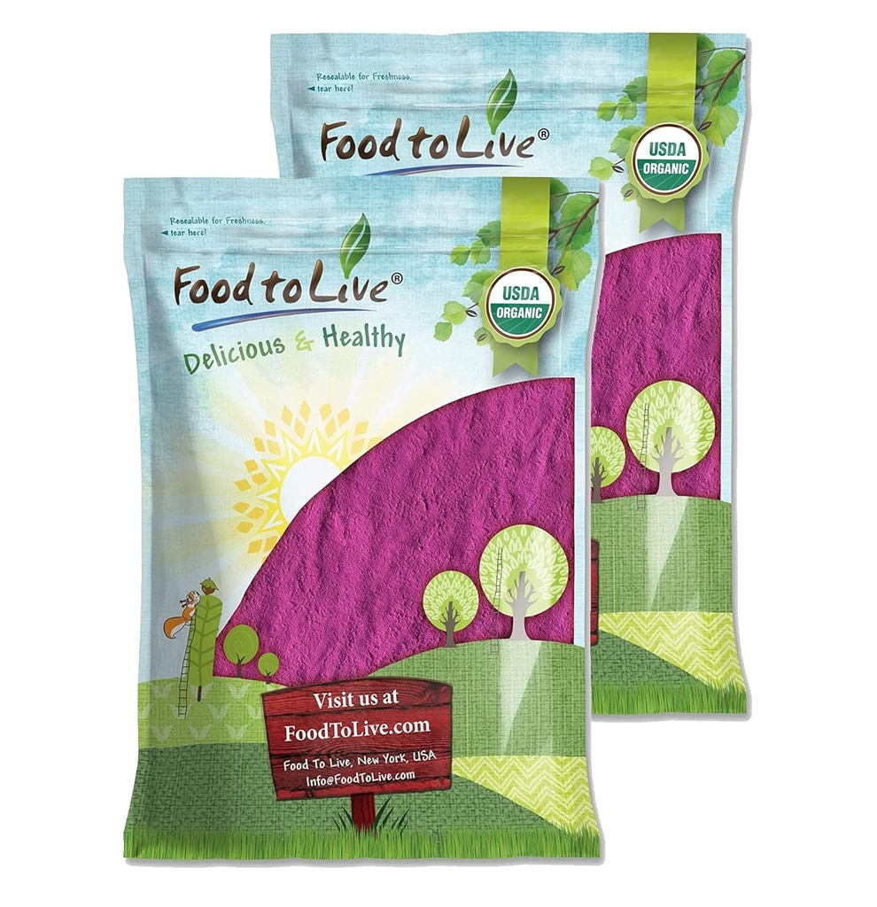 Food to Live Organic Black Currant Juice Powder, 16 Pounds - Non- GMO, Raw, Kosher, Vegan Superfood, Bulk, Rig i antioxidanter, Great for Juices, Drinks, og Smoothies, Indeholder Maltodextrin