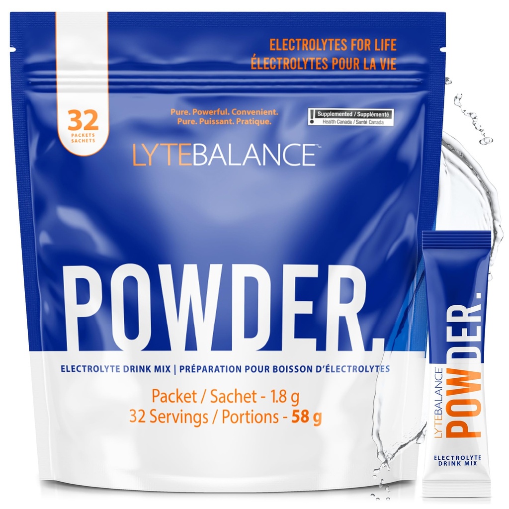 LYTE BALANCE Powder 32 dobbelt styrke Pakninger, naturligvis Salty Electrolyte Drink Mix w / Natrium, kalium & Magnesium