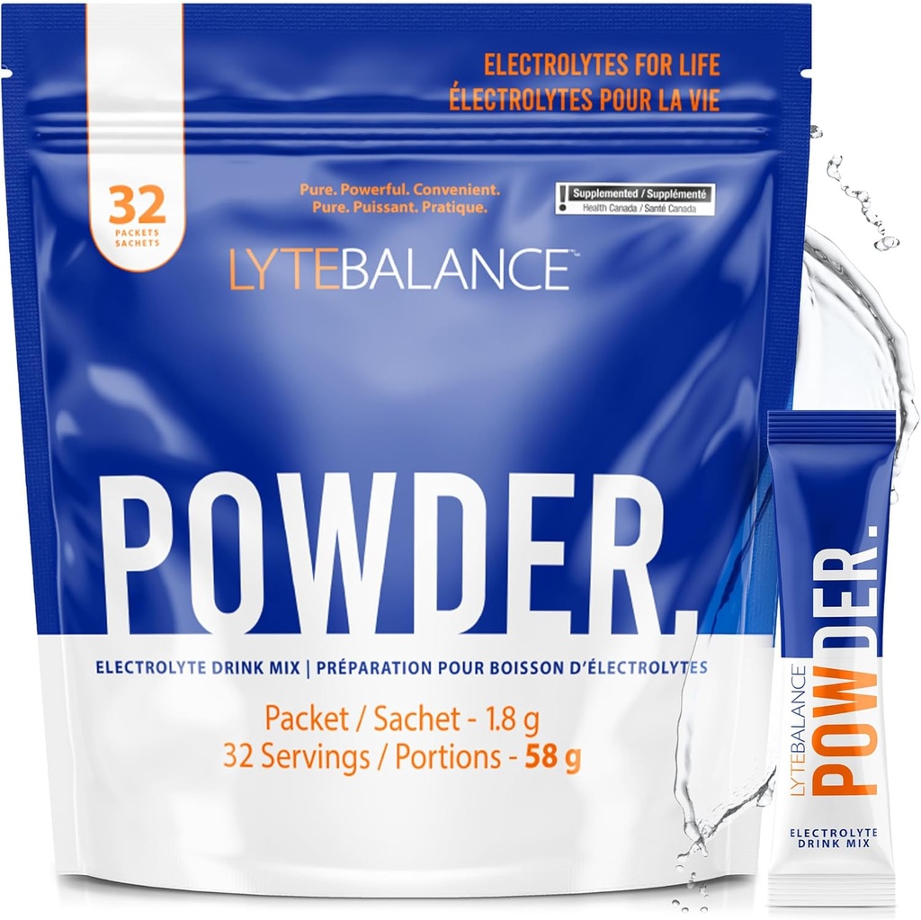 LYTE BALANCE Powder 32 dobbelt styrke Pakninger, naturligvis Salty Electrolyte Drink Mix w / Natrium, kalium & Magnesium