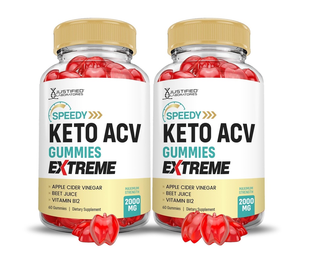 (2 Pack) Speedy Keto ACV Gummies Extreme 2000MG Speedy Keto Gummies Advanced Formel Apple Cider Vincils med Pomegranate Beet Juice Powder B12 Vegan Non GMO 60 Gummys