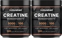 NatureBell 2 Pack Creatinine Monohydrat Powder 500g, 5,000mg Per Serving Mead124; Mikroniseret, Pure & Unflavored Mead124; Pre- Workout Muscle Support Mead124; Keto, Vegan, Filler- Free Mead124; 200 Servere (2,2 lb)