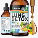BIO KRAUTER Lung Detox Drops - Pure Vegan Lung Cleanse Liquid Form 4 Fl.Oz 56 dages forsyning - Blend Mullein, Elderberry, Stinging Nettle, Ginseng & Angelica Ekstrakter - Respiratorisk support